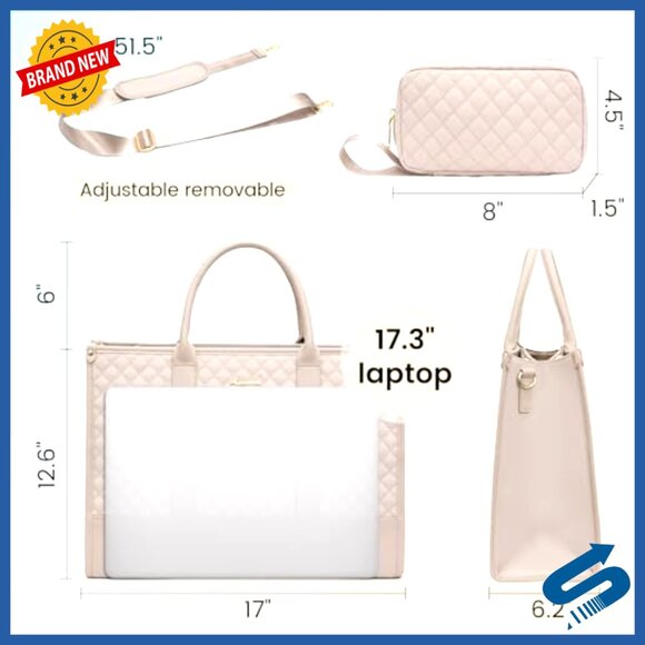 17 Inch Waterproof Laptop Tote Bag with Clutch, Lightweight Shoulder Bag - Picture 5 of 6